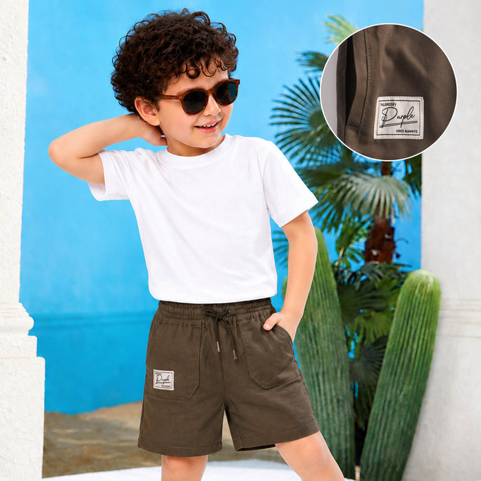 Kids Boys Shorts in Olive with Adjustable Drawcord Waist, Utility Styling & Relaxed Fit