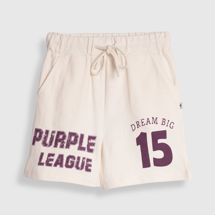 Kids Boys Shorts in White with Soft Comfort Fabric, Drawcord Waist & Regular Fit