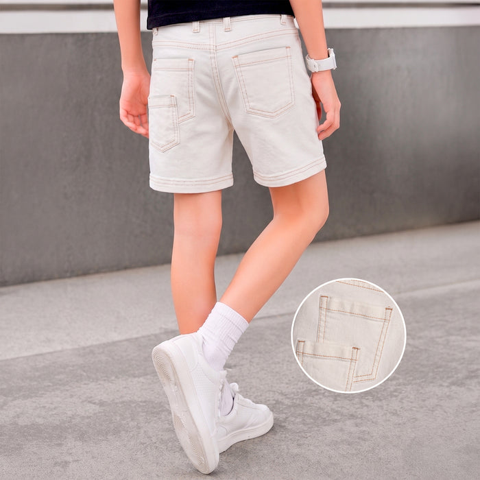 Kids Boys Shorts in White with Soft Fabric & Comfort Fit for Active Wear