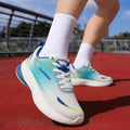 Kids Boys Sports Shoes in White Blue with Lightweight Cushioning & Active Play Comfort