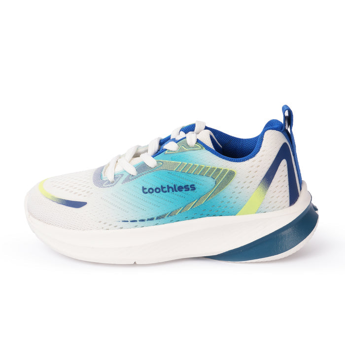Kids Boys Sports Shoes in White Blue with Lightweight Cushioning & Active Play Comfort