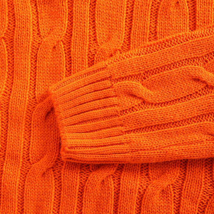 Kids Boys Sweater in Orange with Knit Texture, Warm Fabric, Crew Neck & Ribbed Finish