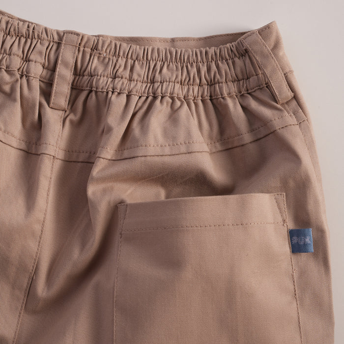Kids Boys Trousers Beige Relaxed Fit Multi Pocket Activewear Cargo Styling with Snap Detail