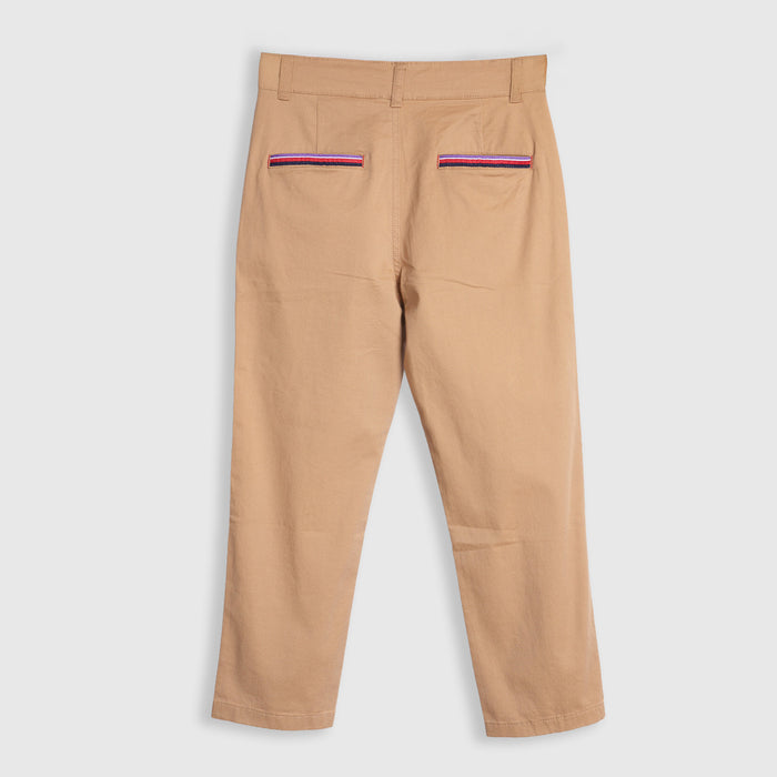 Kids Boys Trousers in Beige with Tailored Fit, Smart Pocket Styling & Comfort Fabric