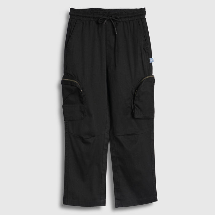 Kids Boys Trousers in Black with Breathable Comfort Fabric, Cargo Pockets & Relaxed Fit
