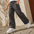 Kids Boys Trousers in Grey with Cargo Multi-Pocket Design, Contrast Stitching & Relaxed Fit