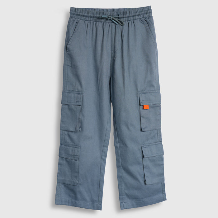 Kids Boys Trousers in Navy Blue with Multi Utility Cargo Pockets & Regular Comfort Fit