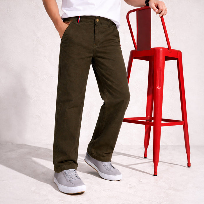 Kids Boys Trousers in Olive with Tailored Fit, Smart Pocket Styling & Comfort Fabric