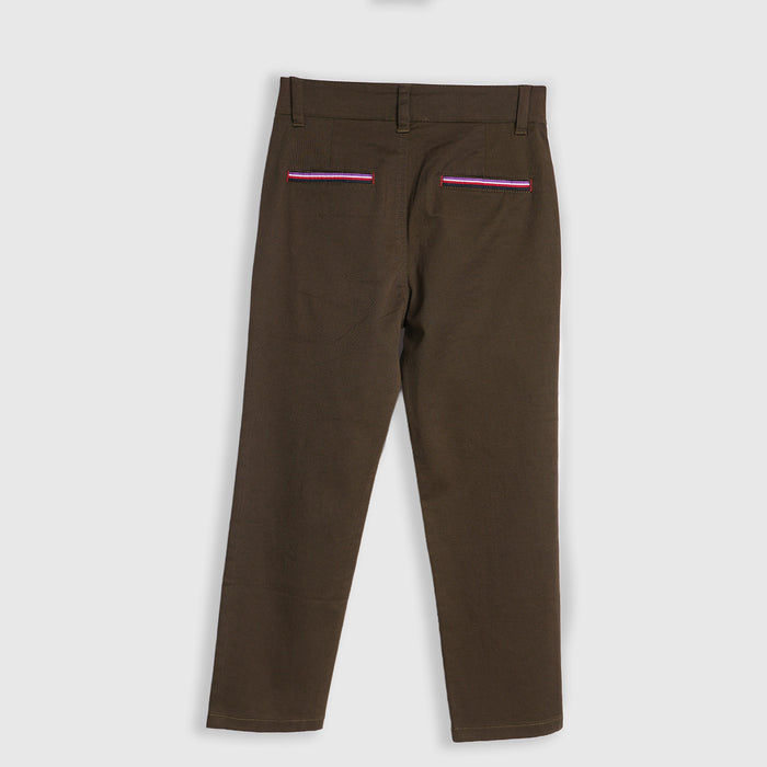 Kids Boys Trousers in Olive with Tailored Fit, Smart Pocket Styling & Comfort Fabric