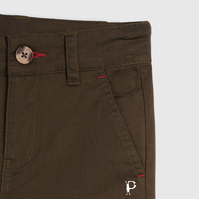 Kids Boys Trousers in Olive with Tailored Fit, Smart Pocket Styling & Comfort Fabric