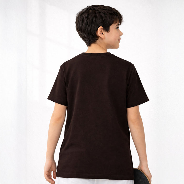 Kids Boys Tshirt Brown with Breathable Cotton Fabric Short Sleeve Summer Casual T Shirt