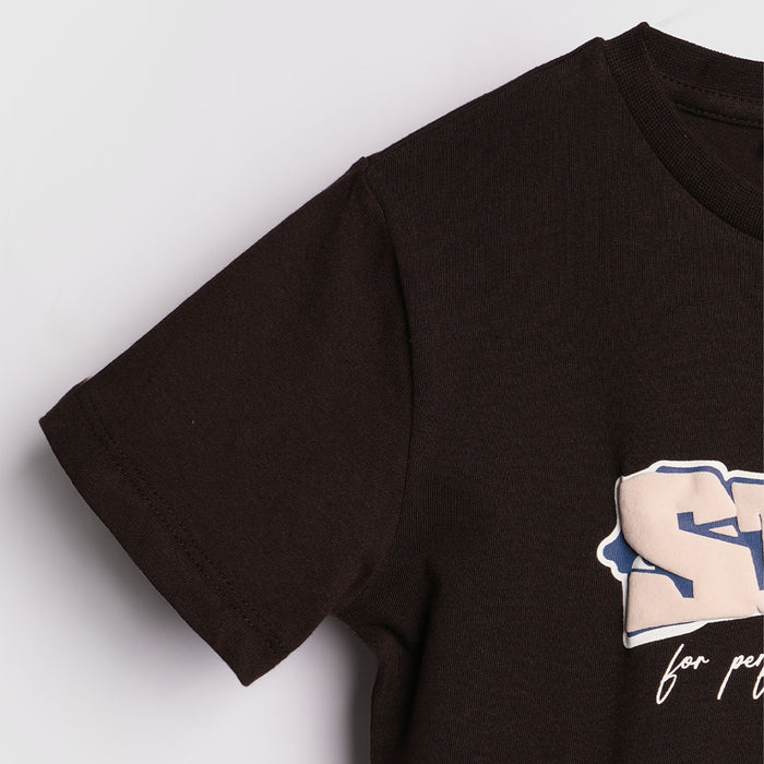 Kids Boys Tshirt Brown with Breathable Cotton Fabric Short Sleeve Summer Casual T Shirt