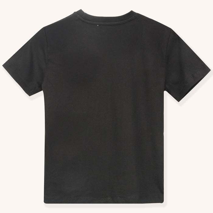 Kids Boys Tshirt in Black with Graphic Print, Half Slevees & Soft Fabric for All Day Comfort