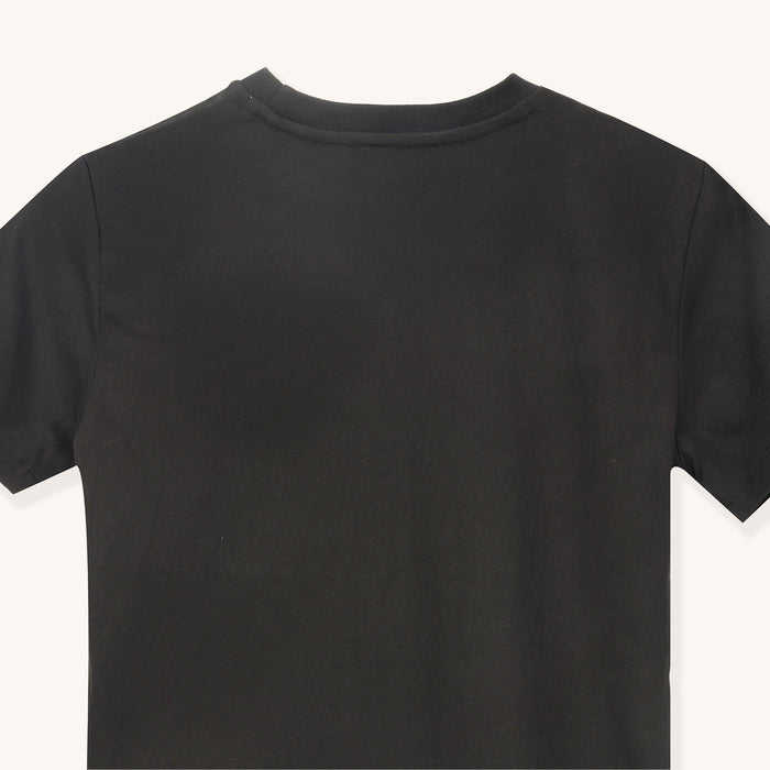 Kids Boys Tshirt in Black with Graphic Print, Half Slevees & Soft Fabric for All Day Comfort