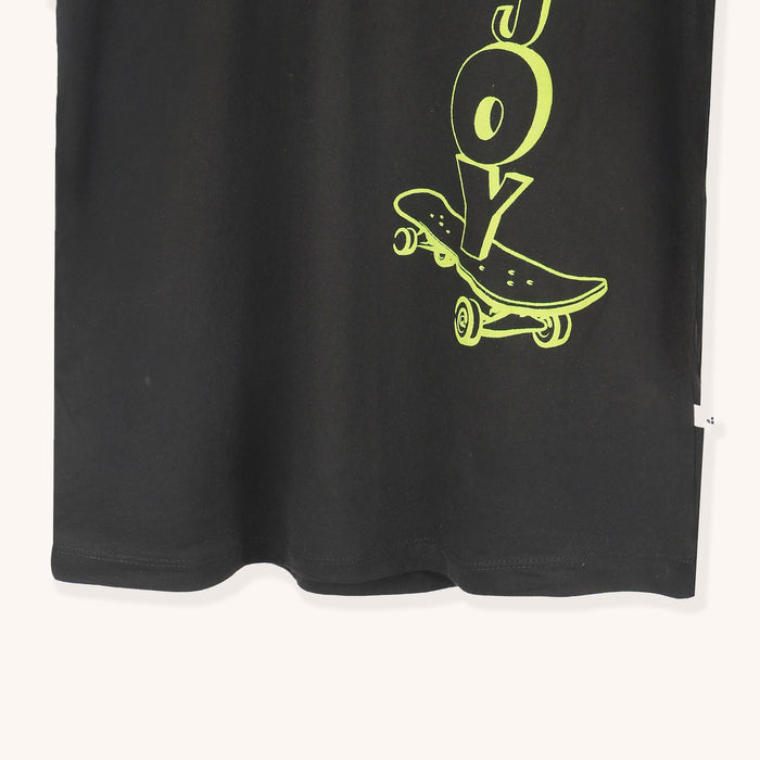 Kids Boys Tshirt in Black with Graphic Print, Half Slevees & Soft Fabric for All Day Comfort