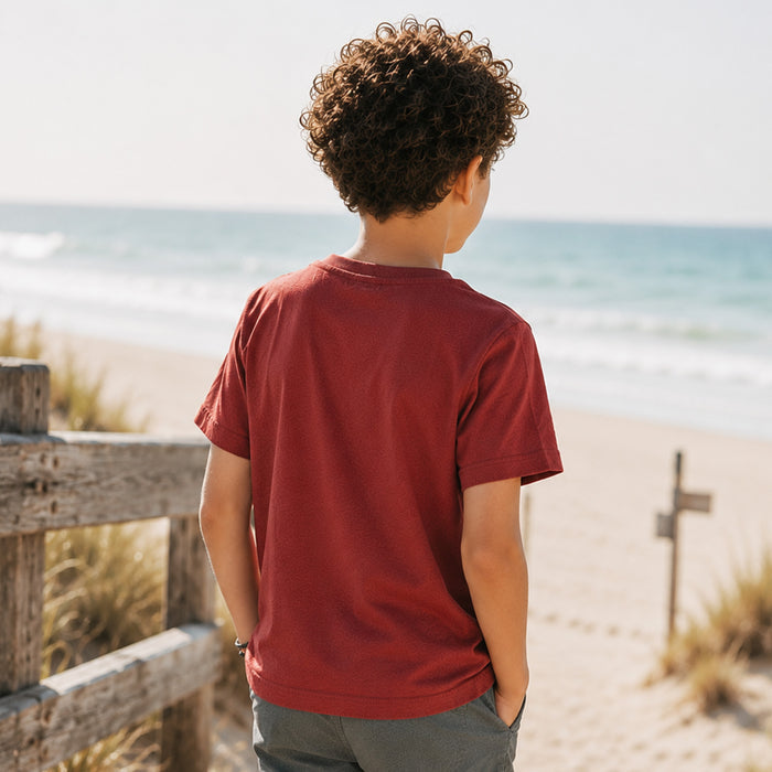 Kids Boys Tshirt in Brown with Crew Neck, Half Sleeves & Soft Fabric Comfort for Summers