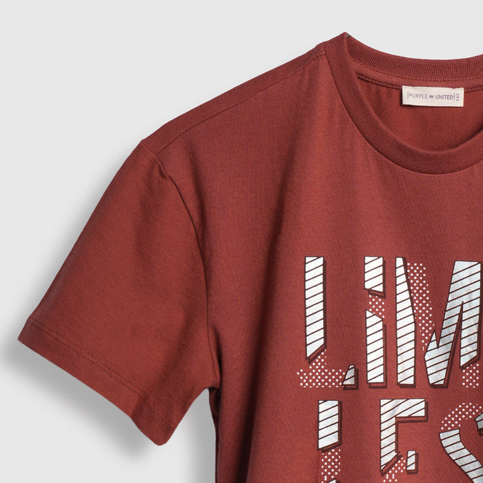 Kids Boys Tshirt in Brown with Crew Neck, Half Sleeves & Soft Fabric Comfort for Summers