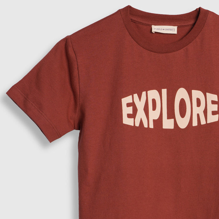 Kids Boys Tshirt in Brown with Soft Fabric & Round-Neck Comfort, Casual Fit for Summers