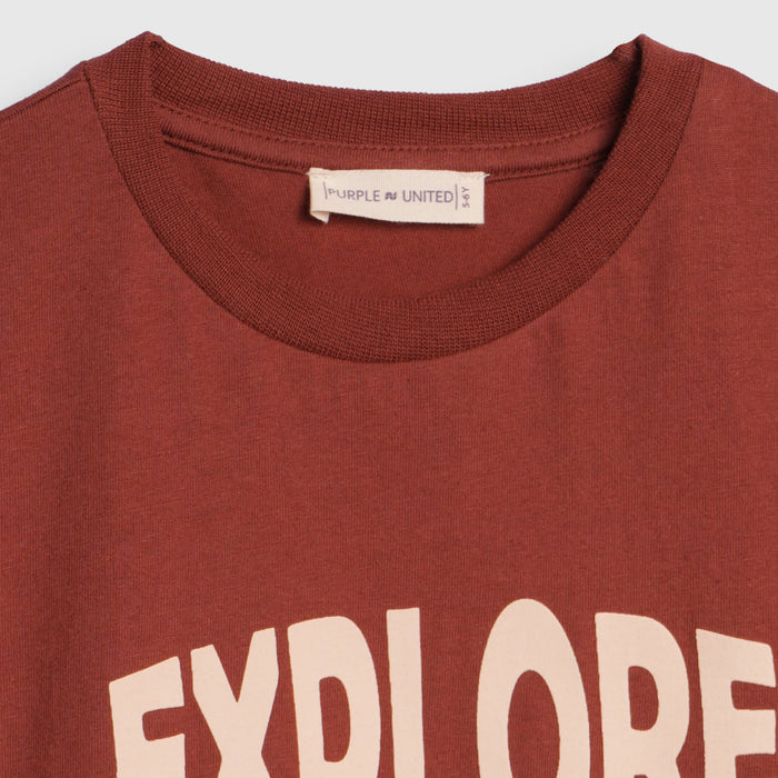 Kids Boys Tshirt in Brown with Soft Fabric & Round-Neck Comfort, Casual Fit for Summers