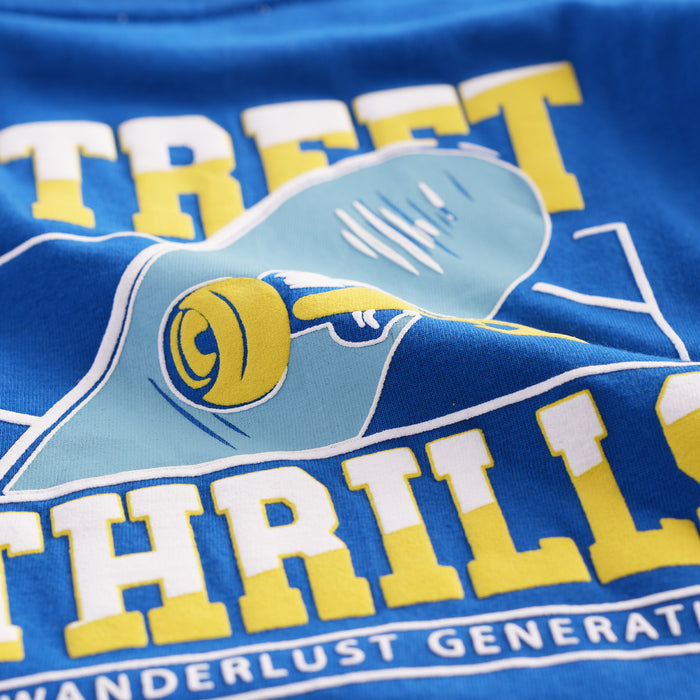 Kids Boys Tshirt in Dark Blue with Graphic Print, Layered Full Sleeves & Crew Neck