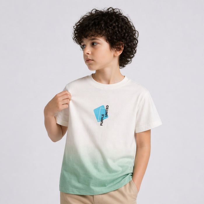 Kids Boys Tshirt in Green Ombre with Soft Fabric & Half Sleeve, Perfect Daily Casual Wear