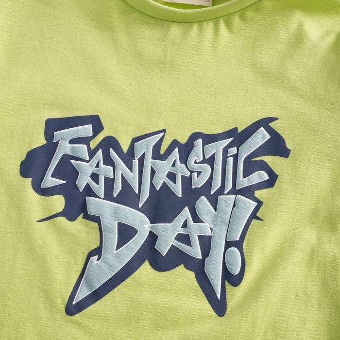 Kids Boys Tshirt in Light Green with Graphic Print & Soft Cotton for Summer Casual Wear