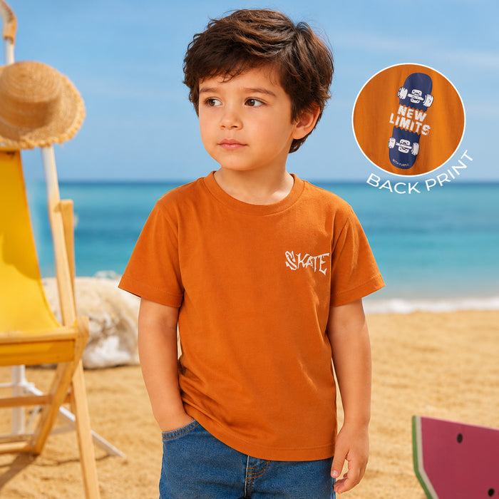 Kids Boys Tshirt in Mustard with Relaxed Fit & Soft Breathable Fabric for Everyday Comfort