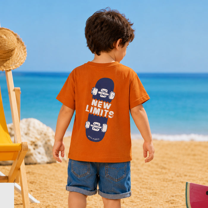 Kids Boys Tshirt in Mustard with Relaxed Fit & Soft Breathable Fabric for Everyday Comfort
