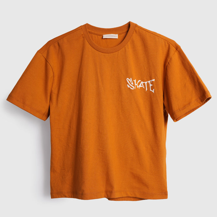 Kids Boys Tshirt in Mustard with Relaxed Fit & Soft Breathable Fabric for Everyday Comfort