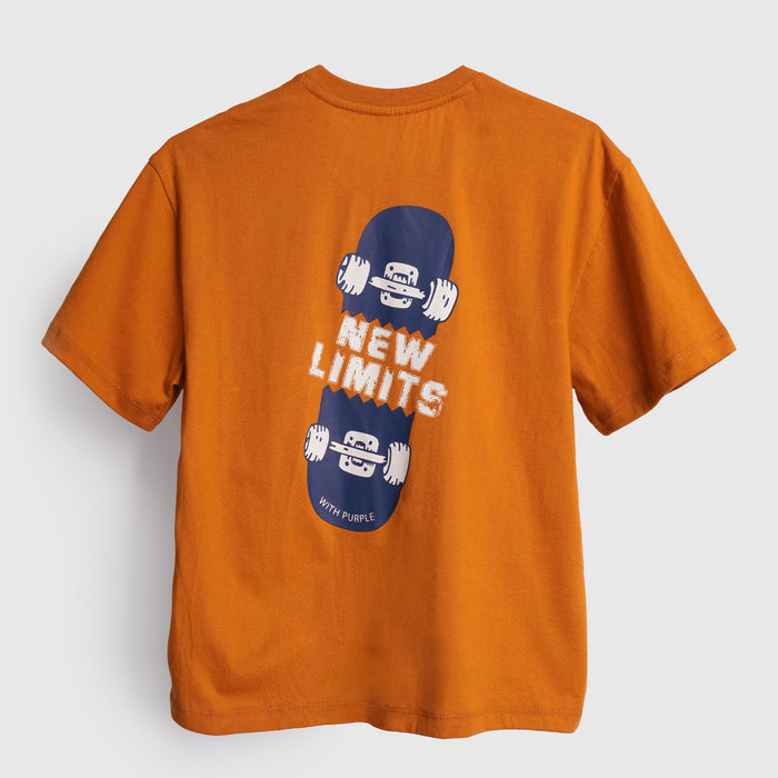 Kids Boys Tshirt in Mustard with Relaxed Fit & Soft Breathable Fabric for Everyday Comfort