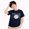 Kids Boys Tshirt in Navy Blue with Graphic Print & Soft Cotton for Summer Casual Wear