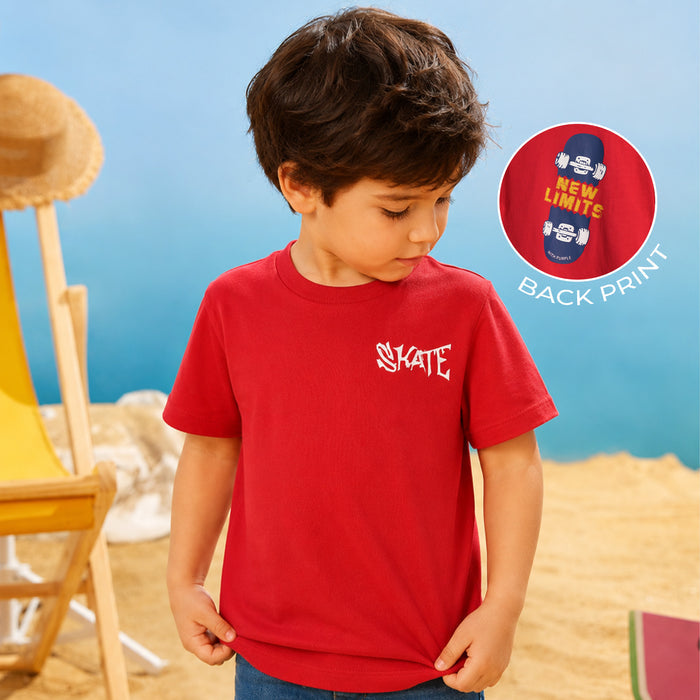 Kids Boys Tshirt in Red with Relaxed Fit & Soft Breathable Fabric for Everyday Comfort