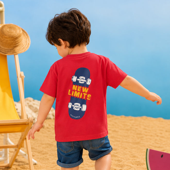 Kids Boys Tshirt in Red with Relaxed Fit & Soft Breathable Fabric for Everyday Comfort