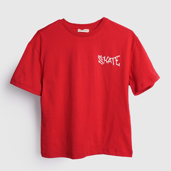 Kids Boys Tshirt in Red with Relaxed Fit & Soft Breathable Fabric for Everyday Comfort
