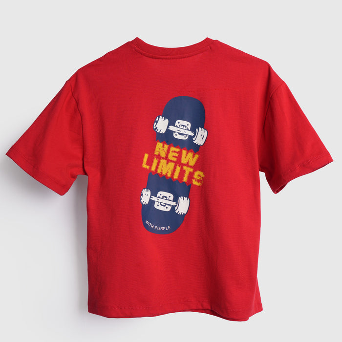 Kids Boys Tshirt in Red with Relaxed Fit & Soft Breathable Fabric for Everyday Comfort