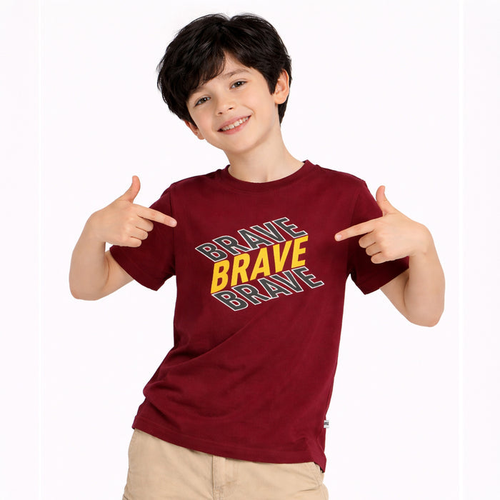 Kids Boys Tshirt in Red with Soft Breathable Cotton for Comfortable Everyday Casual Wear