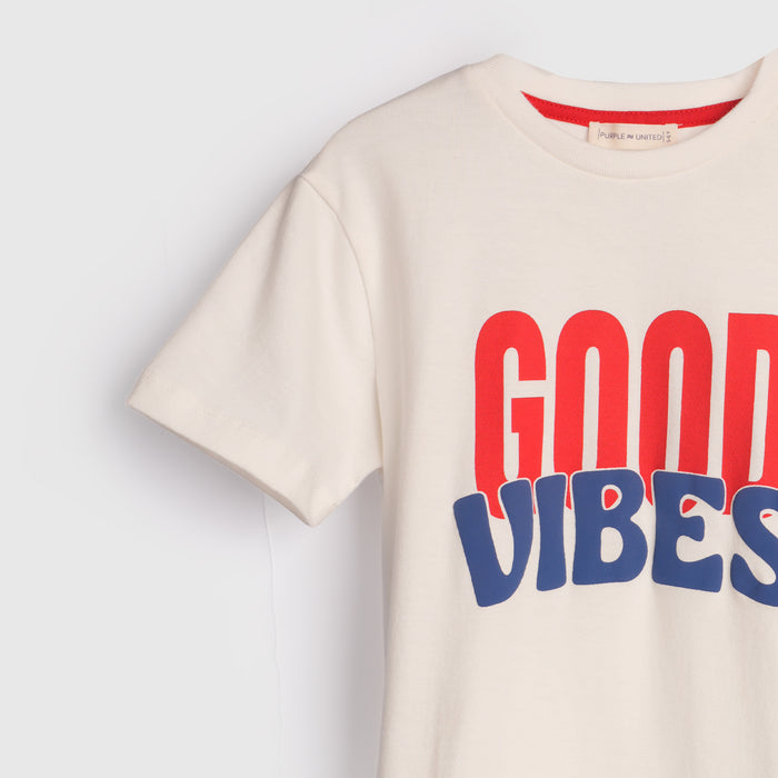 Kids Boys Tshirt in White with Graphic Print & Soft Cotton for Summer Casual Wear