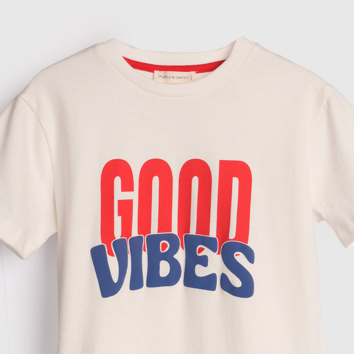 Kids Boys Tshirt in White with Graphic Print & Soft Cotton for Summer Casual Wear
