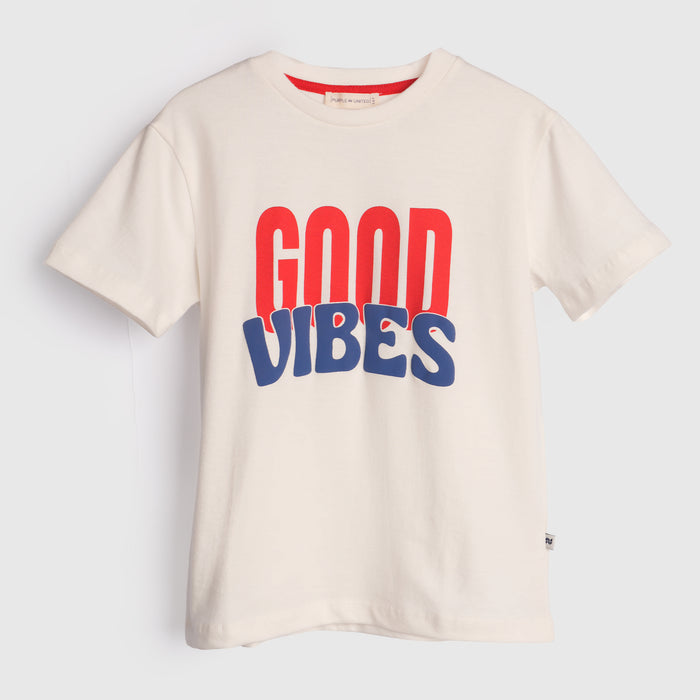 Kids Boys Tshirt in White with Graphic Print & Soft Cotton for Summer Casual Wear