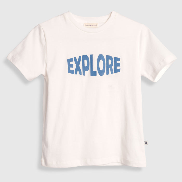 Kids Boys Tshirt in White with Soft Fabric & Round-Neck Comfort, Casual Fit for Summers