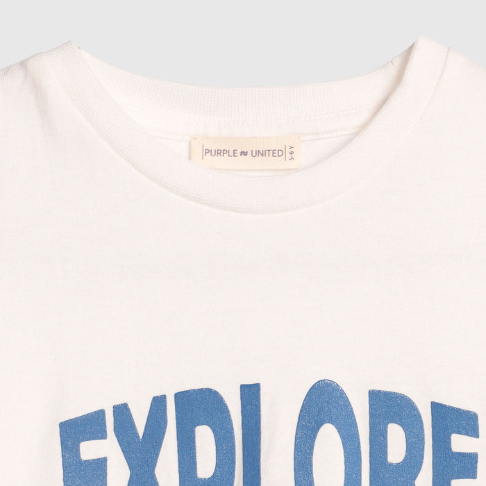 Kids Boys Tshirt in White with Soft Fabric & Round-Neck Comfort, Casual Fit for Summers