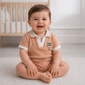 Kids Boys Tshirt Shorts Set in Beige with Soft Cotton Fabric, Comfort Summer Wear