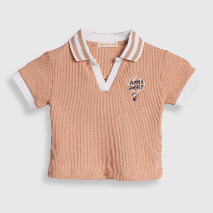 Kids Boys Tshirt Shorts Set in Beige with Soft Cotton Fabric, Comfort Summer Wear