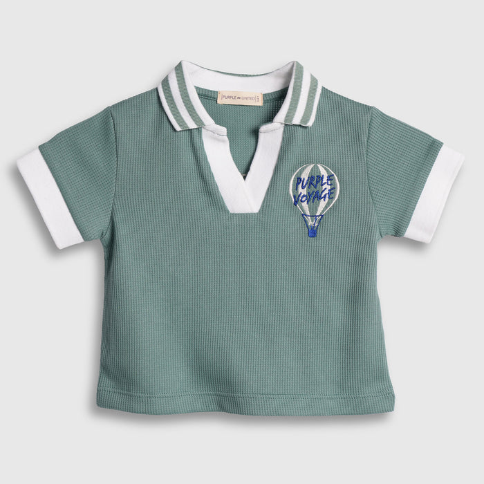 Kids Boys Tshirt Shorts Set in Light Teal with Soft Cotton Fabric, Comfort Summer Wear