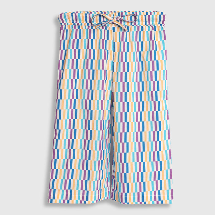 Kids Co ord Set White Blue Cotton Sleeveless Top & Printed Pants for Relaxed Summer
