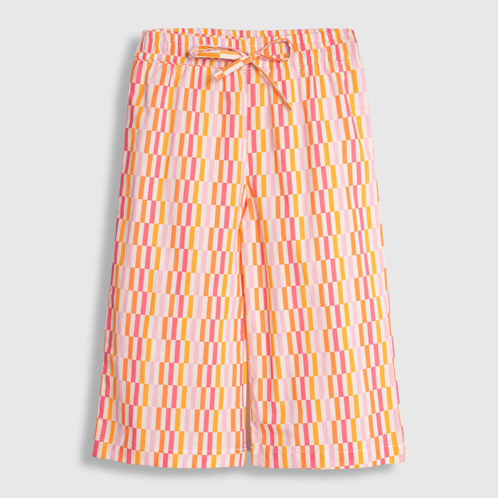 Kids Co ord Set White Pink Cotton Sleeveless Top & Printed Pants for Relaxed Summer