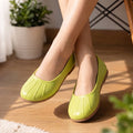Kids Girls Ballerinas in Green with Pleated Toe, Soft Insole & Low Flat Comfort Sole