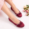 Kids Girls Ballerinas in Red with Bow Detail & Embellished Strap, Comfortable Occasion Wear