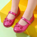 Kids Girls Ballerinas in Red with Comfort Fit, Secure Strap, Bow Detail & Shimmer Finish