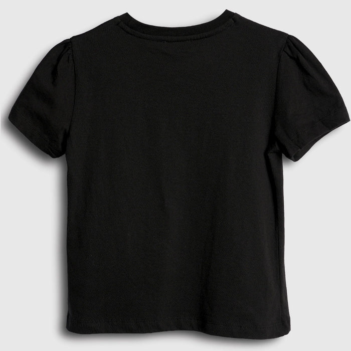 Kids Girls Black T-Shirt with Rhinestone Drip Artwork